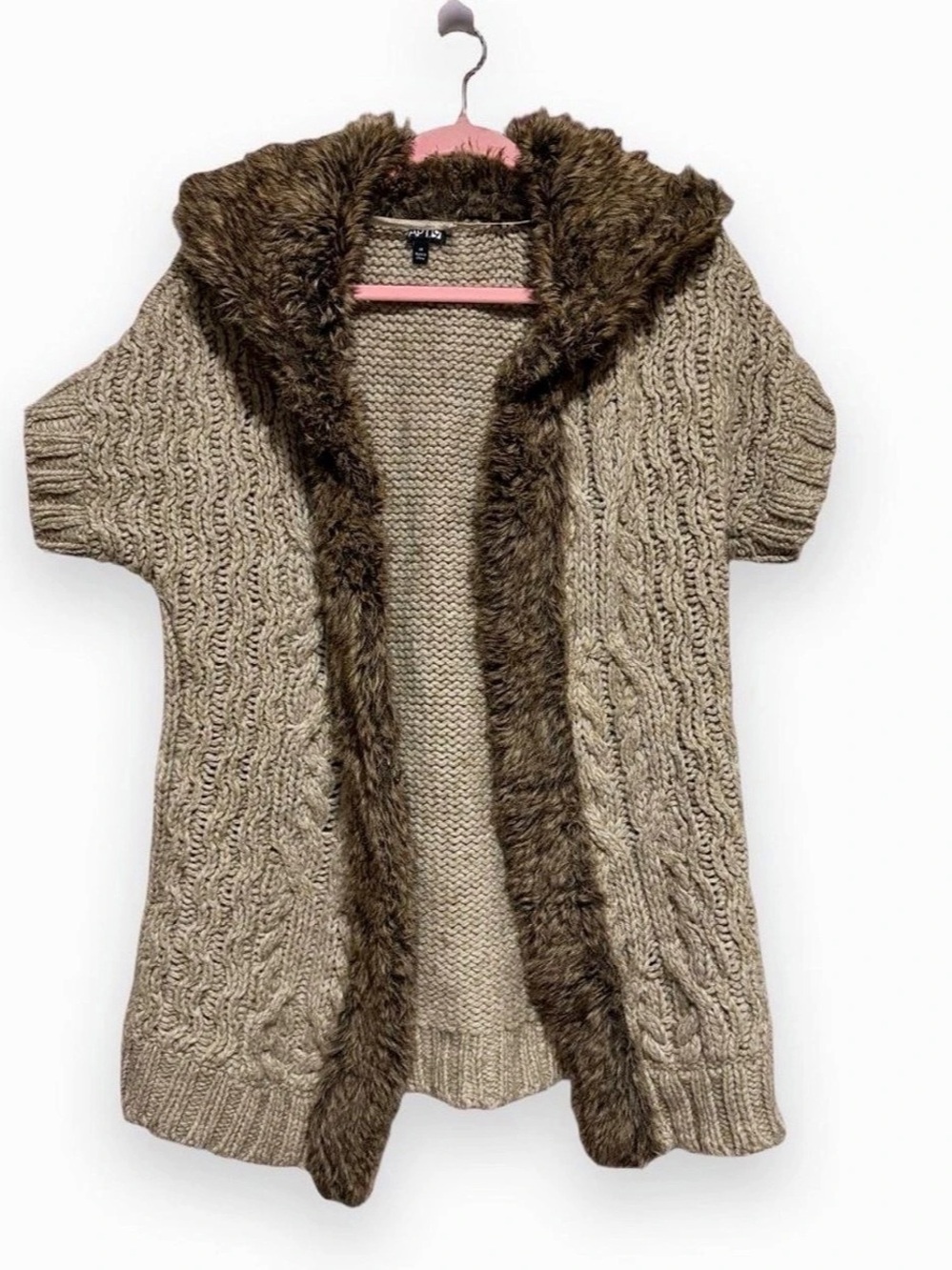 APT. 9 Faux-Fur Trim Knit Vest Size Medium